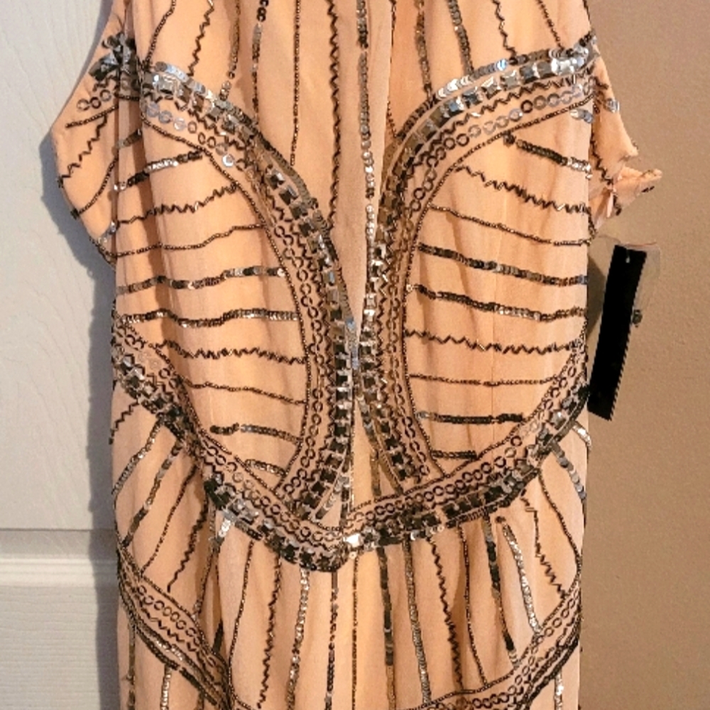 Pink & silver sequence cocktail dress